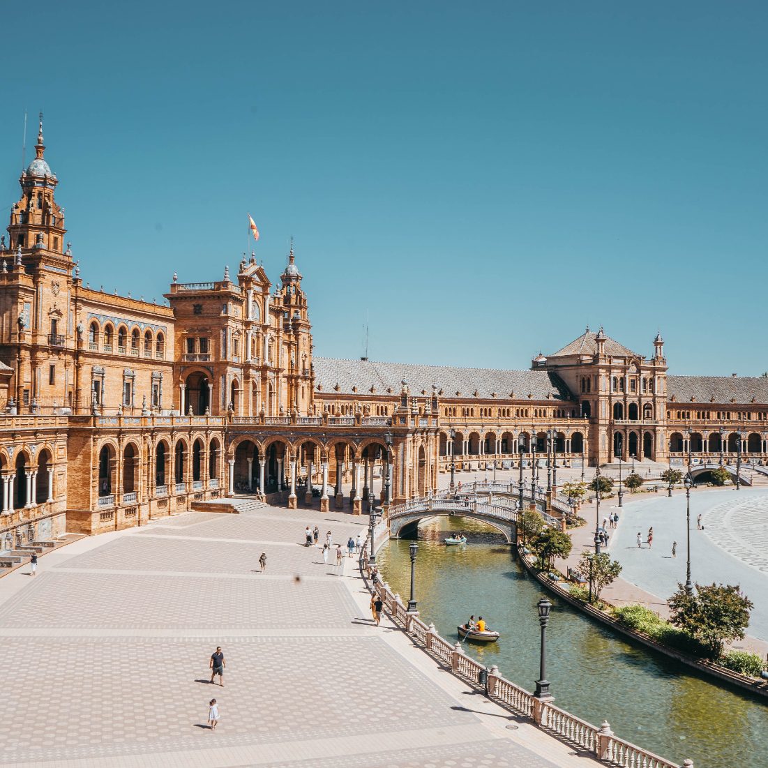 Plaza de España building with its colourful ceramics in the city tour of Seville.