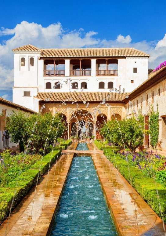 One of the fountains that decorate the many beautiful gardens of the Alhambra.