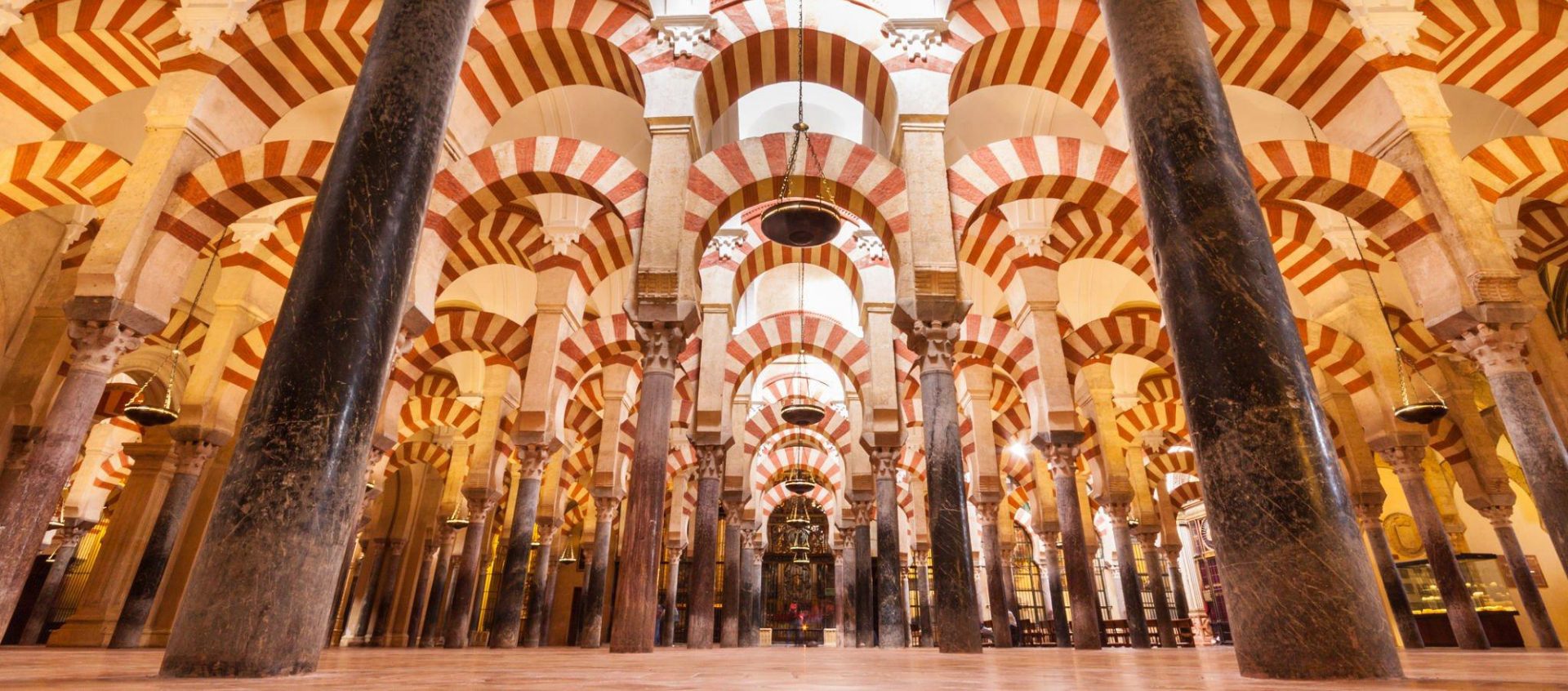 Infinite arches of the interior of the mosque cathedral of Cordoba that we enjoyed on our private visit.