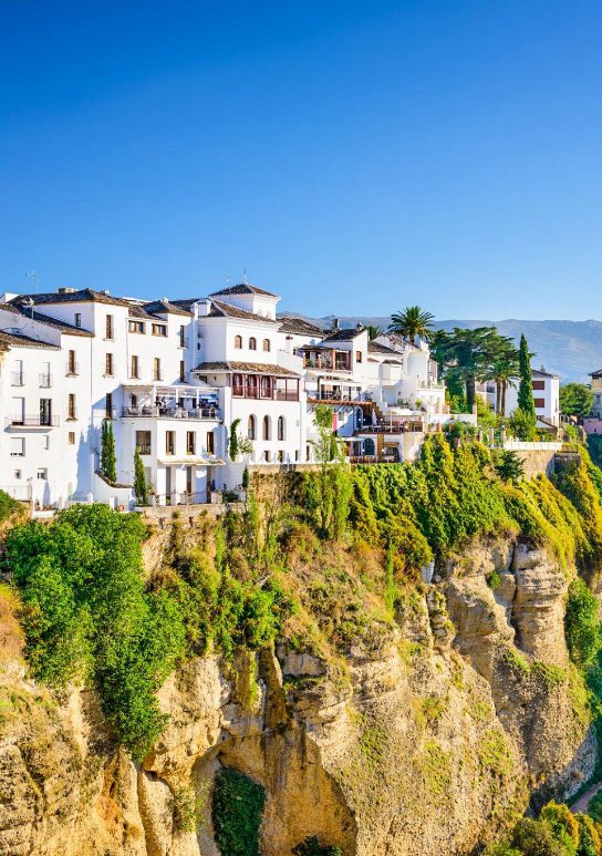 Panoramic view of the village of Ronda built enzymema of the mountains of the Sierra de Málaga.
